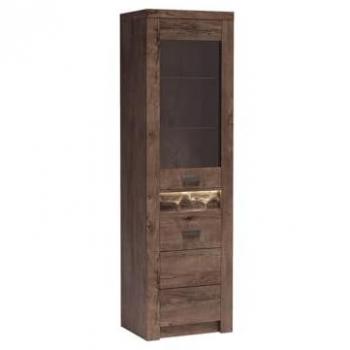 Vitrina Stanton C102, con puertas, en fresno oscuro, dimensiones 192x56x42cm