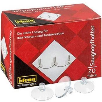 Idena 8522040 - Soporte de ventosas, 20 piezas, ventosas con ranura para fijar luces de hadas y decoraciones, ideal para Navidad, cumpleaños, fiestas y bodas