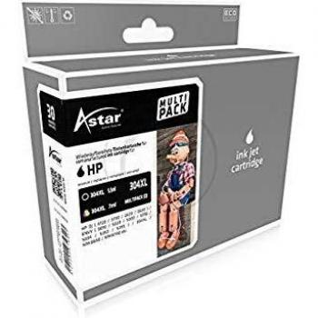 Astar AS70032 Adecuado para HP DJ3720 Tinta Multicolor Compatible también N9K08AE N9K07AE 304XL 1x5,5ml negro/1x7ml Color