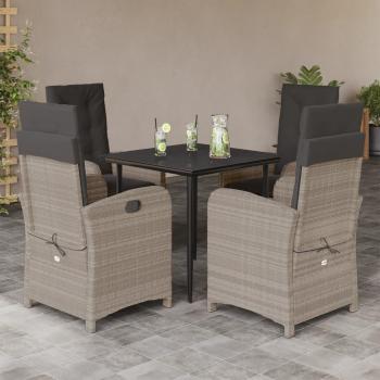 Set comedor de jardín 5 pzas cojines ratán sintético gris claro