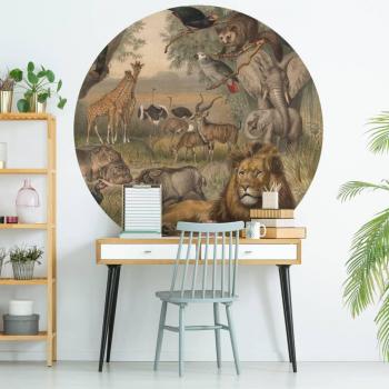WallArt Papel pintado de pared redondo Animals of Africa Ø 142,5 cm - Papel pintado redondo único y elegante que dará vida a tus paredes