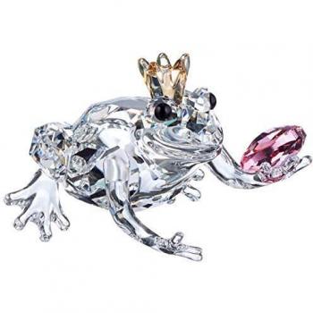 Figurita de Cristal Swarovski Príncipe Rana - 5492224, Decoración Unisex en Cristal Blanco/Oro/Rosa (3,4 x 3,8 x 3,5 cm)