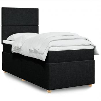 Cama box spring con colchón negro 80x200 cm en tela