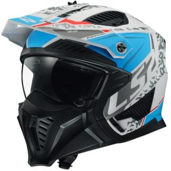 LS2 OF606 Drifter Devor Casco Jet Blanco Mate-Azul XL