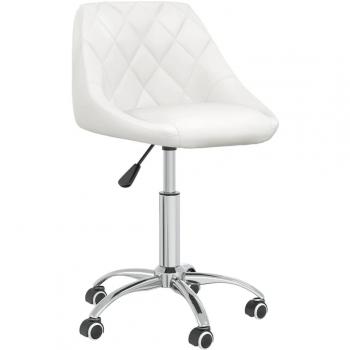 Silla de comedor giratoria en cuero sintético blanco