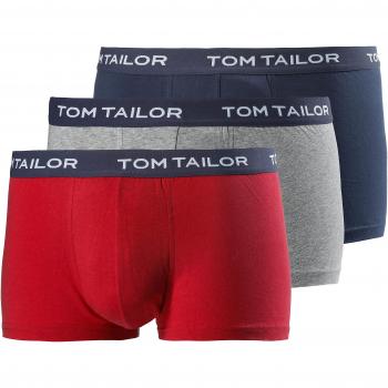 Pack de 3 Boxers Cortos para Hombre TOM TAILOR, Colores Variados (Rojo, Azul Oscuro, Gris Moteado), Talla XL/7, Algodón