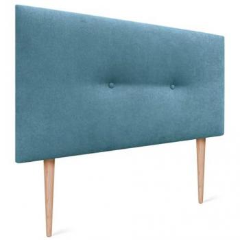 Cabecero de Polipiel o Tela Aqualine Liso con Botones y Patas, 110x105cm, Turquesa, Acolchado para Cama Moderno