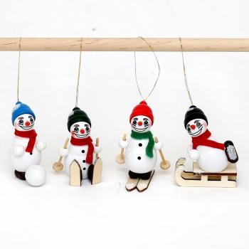 Precioso weihnachtlicher Árbol adornos de madera, como, madera, Schneemänner Wintersport 4er Set