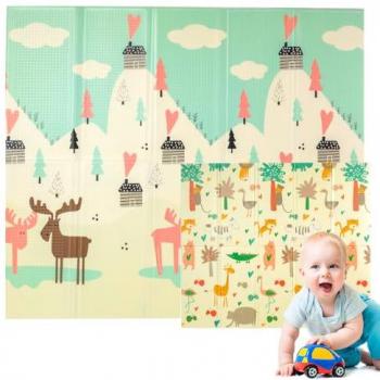 Alfombra bebé Edibaby, diseño infantil, 200 x 180 cm, acolchada de XPE, grosor 1.5 cm, reversible y plegable, colchoneta para niños, ideal para juegos en el suelo