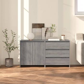 Aparador de 2 piezas de madera manufacturada gris Sonoma, mueble de almacenaje moderno para salón, buffet, armario auxiliar y armario de almacenamiento