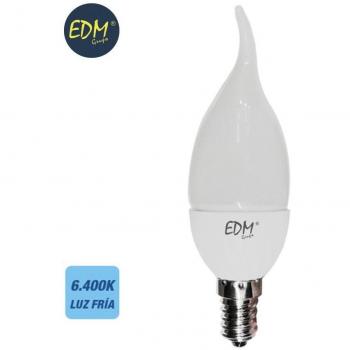 Bombilla vela bohemia LED E14 5W 400lm 6400K luz fría Ø3,8x12,5cm EDM