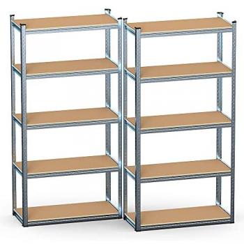 Estantería Metálica Galvanizada Vounot - Set de 2, 180 x 90 x 40 cm, Carga Pesada de 875 kg, 5 Niveles, Montaje Sin Herramientas