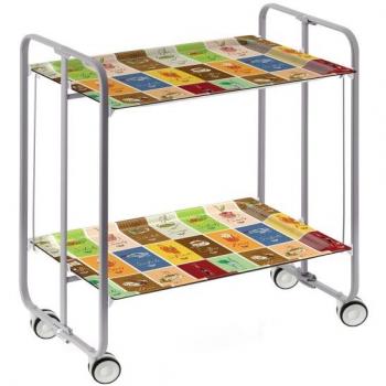 Carrito Auxiliar Plegable DON HIERRO con Ruedas y 2 Estantes, Color Gris Aluminium