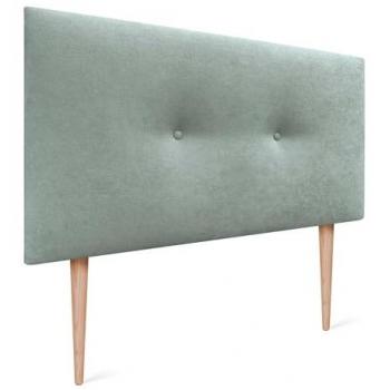 Cabecero Acolchado de Tela Verde Agua con Botones y Patas 90x105cm para Camas 80/90 - Diseño Moderno y Lujo