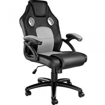 Silla de oficina Racing Mike negra/gris con acolchado extragrueso y ajuste de altura
