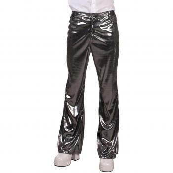 Pantalón Brillante Disco para Hombre, Talla M/L, Plateado, Estilo Años 70, Ideal para Carnaval y Fiestas Temáticas
