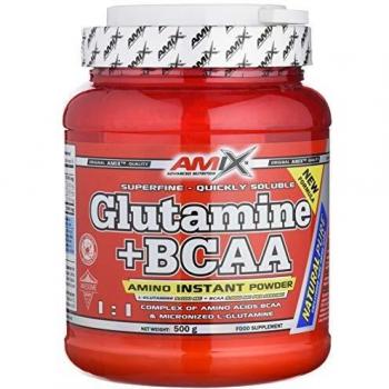 AMIX - Bcaa Glutamina - 530 Gramos - Complemento Alimenticio de Glutamina en Polvo - Reduce el Catabolismo Muscular - Ideal para Deportistas - Sabor Natural - Aminoácidos Ramificados