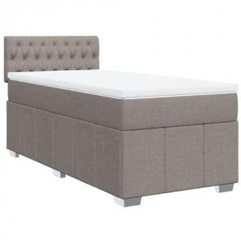 Cama box spring con colchón de muelles Tortor 90x190 cm en tela gris taupe