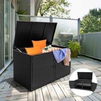 Costway 88 Gallon Rattan Patio Container Storage Bin