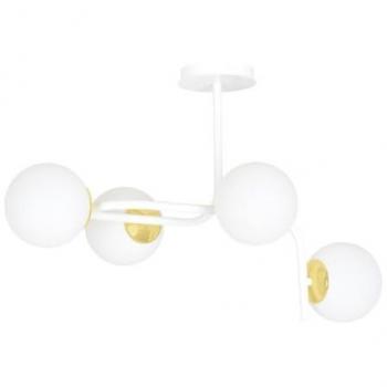 Lámpara de Techo Ragnar, Acero con Recubrimiento en Polvo, Vidrio Blanco y Oro, 72x84x40 cm