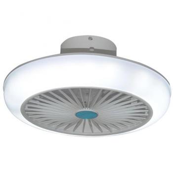 Ventilador de Techo LED Iris Blanco y Gris con Altavoz Bluetooth DC 25W 2200Lm CCT RGB