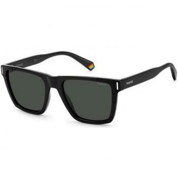 Polaroid Rectangle Mens Black Grey Polarized Sunglasses - One Size