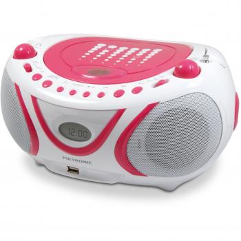 Metronic 477109 - Radio Am/FM, Lector Reproductor portátil CD, CD-R, CD-RW, CD-MP3, USB MP3, función ID3, 2x1W, Toma Auricular, Rosa