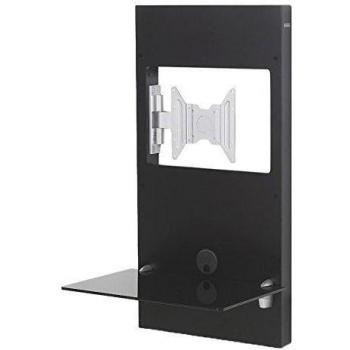 Gisan Mueble de Pared Giratorio para TV LED/LCD, con Estante de Cristal para Colocar Otros Equipos. para Pantallas de Peso 20 kg y VESA máximo 200x200, DM Lacado, Negro, 100x50x41 cm