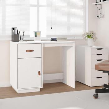 Escritorio blanco de madera maciza de pino 95x50x75 cm
