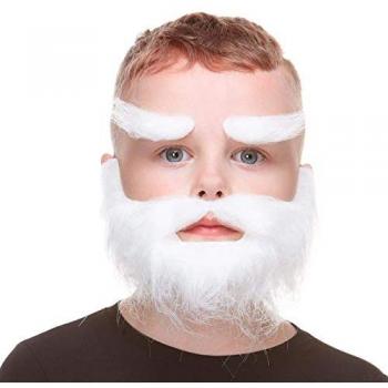 Barba postiza My Other Me Blanco Cejas Infantil, ajedrez, color blanco