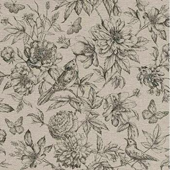 rasch Papel pintado 449440 de la colección Florentine II, papel no tejido en color gris con estampado floral, estilo vintage, 10,05 m x 53 cm