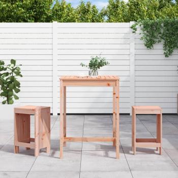 Conjunto de barra de jardín de madera maciza Douglas de 3 piezas, incluye mesa y sillas, material madera maciza Douglas, color marrón