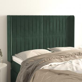 Cabecero con orejas de terciopelo verde oscuro 147x16x118/128cm Vidaxl Verde