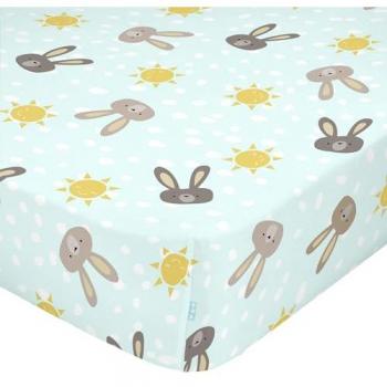 Bajera Infantil Rabbit Family Multicolor 105x200 cm, 100% Algodón, Calidad 150 TC, Fabricado en España