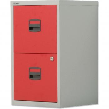 Trexus by Bisley SoHo Filing Cabinet Steel Lockable 2-Drawer A4 W413xD400xH672mm Grey and Red