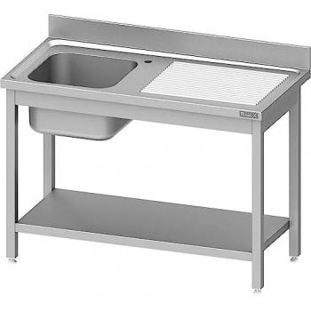 Romux® Fregadero Industrial de Acero Inoxidable con 1 Seno y Escurridor Derecha, Dimensiones 1400x600x850 mm, Fabricado en Acero de 1 mm de Grosor para Gran