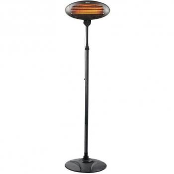 Jocca 1558 Estufa de Pie para Exterior con 3 Elementos de Cuarzo, Potencia Máxima 2000W, Temperatura Regulable, Cabezal Ajustable 45 Grados y