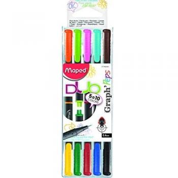 Maped 749250 - Estuche con 5 rotuladores doble desmontables