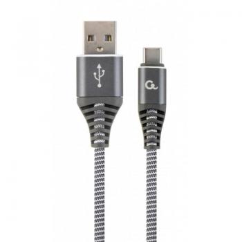 Cable USB Gembird CC-USB2B-AMCM-1M-WB2 de 1,8 metros USB 2.0 con conectores USB A y USB C en color Gris y Blanco
