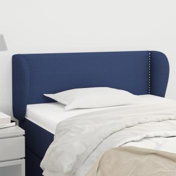 Cabecero tapizado azul con orejas y medidas 93x23x78/88 cm