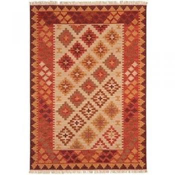 Alfombra orientales clásicos kilim tradicional 120x170cm KE01 Rojo Rosa Rosa 80% lana 20% yute