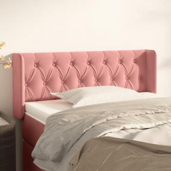 Cabecero de Terciopelo Rosa con Orejas 103x16x78/88 cm