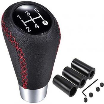 Semoss Pomos de Palanca de Cambios,5 Marchas Universal Cambio de Marchas con 3 Adaptadores 8mm 10mm 12mm,Piel