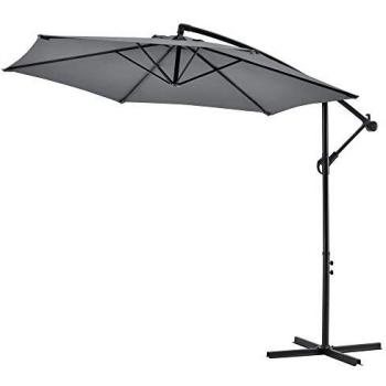 Sombrilla Colgante Budva 270 cm Ajustable con Mástil de Acero y Tela Hidrorepelente Gris