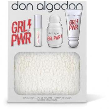 Estuche Don Algodón Girl Power: Agua de Colonia 30 ml, Crema de Manos 30 ml, Iluminador y Neceser