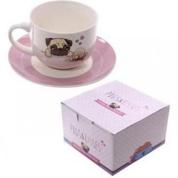 Cappuccino Mug and Saucer - Pug