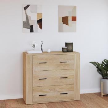 Aparador de madera contrachapada color roble Sonoma 80x33x70 cm - Mueble de Almacenaje de Salón, Buffet para salón, Armario Auxiliar, Armario de Almacenamiento