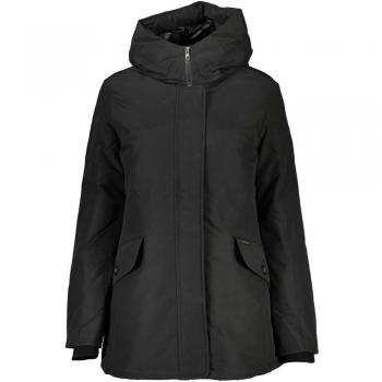 Woolrich Women's Black Cotton Hooded Jacket - XL, Winter Jacket with Zip Closure