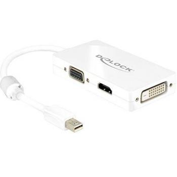Adaptador DeLOCK 0.16m Mini DisplayPort a VGA/HDMI/DVI Blanco