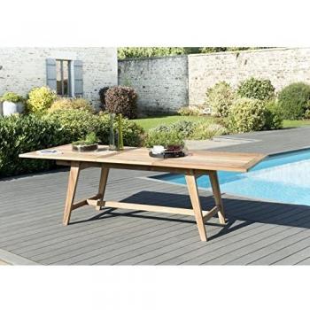 Mesa de Jardín Extensible Escandinava de Madera de Teca para 8/10 Personas - 180/240 x 100 x 75 cm